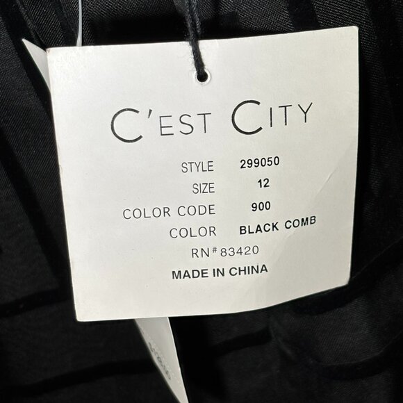 ❣️ NWT C'EST City Black GLAM Silk Rayon Dramatic Straight Skirt Size 12 - Picture 9 of 13